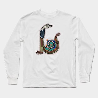 Letter U Manicule W 14C Maastricht Psalter parody Long Sleeve T-Shirt